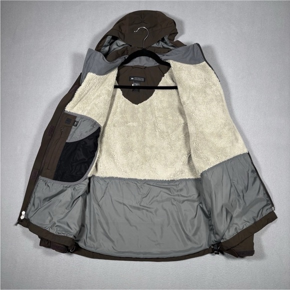 REI Jacket Womens Medium Brown Hooded Zip Serpa Lined Rain Element Outdoor Hiker - Picture 9 of 11